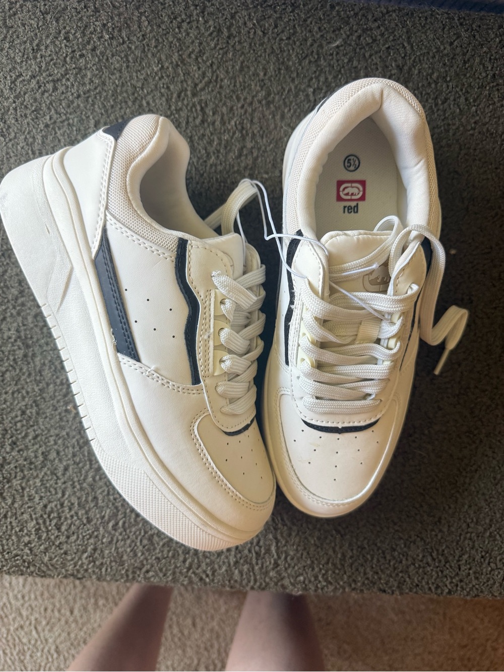 Re/Done White Sneakers with Black Trim - Low-Top Lace-Up